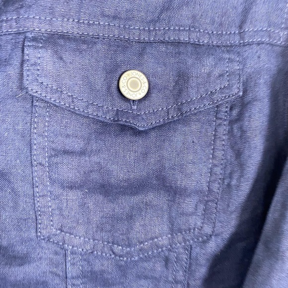 Jones New York Jacket Womens XL Blue 100% Linen Snap Front Denim Style Coastal - Picture 3 of 14